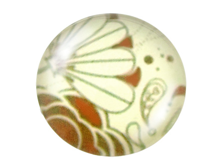 Kaboszony szklane z grafiką, K14 PT1094 / beżowo-brązowy / 14mm / 4szt