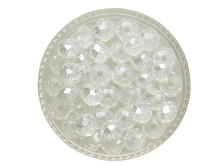 CrystaLove™ / kryształki szklane / rondelle / 5x6mm / biały AB / 84szt