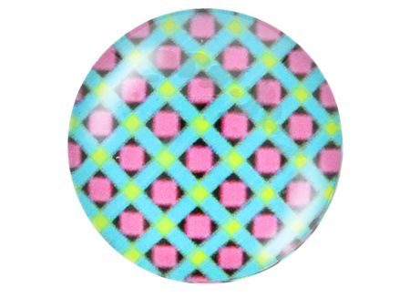 Kaboszon szklany z grafiką K12 PT1419 / zielono-różowy / 12mm / 4szt
