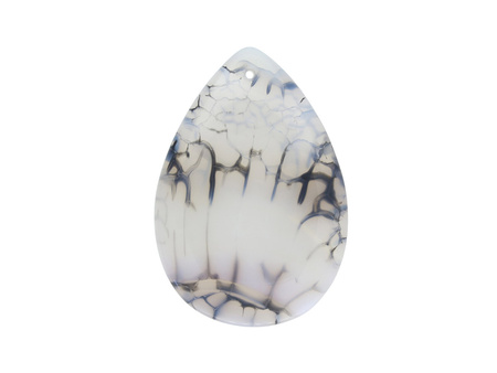 Agat / zawieszka / kropla / 57x39x5mm / szaro-czarny / 1szt