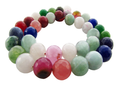 Agat barwiony, kula fasetowana 9-10mm / multikolor / otwór 1.6mm / 38szt