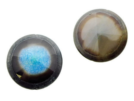 Agat / dysk / 40x12mm / kolor ciemny brązowy, turkusowy, szary / otwór 1.2mm / 1szt