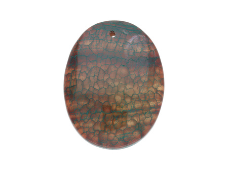 Agat / zawieszka / owal / 48x37x7.5mm / brązowo-zielony / 1szt