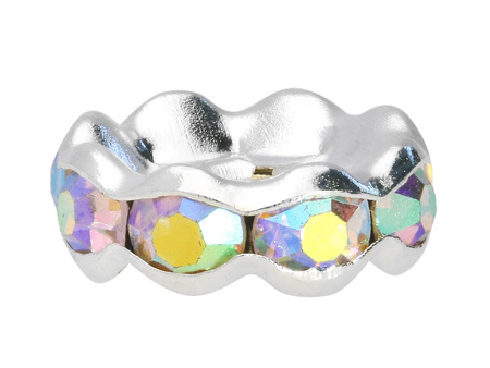 GlitteRing™ / przekładka / round / 4mm / kolor srebrny, AB / otwór 1mm / 20szt