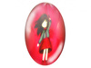 Kaboszony szklane z grafiką, owal 18x25mm PT1503 / czerwony / 2szt