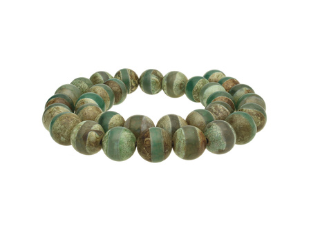 Agat Tybetański / kula / 12mm / brązowo-zielony / 32szt