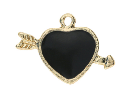 Serce przebite strzałą SweetCharm™ / zawieszka charms / 14x21x2mm / KC Gold / 2szt