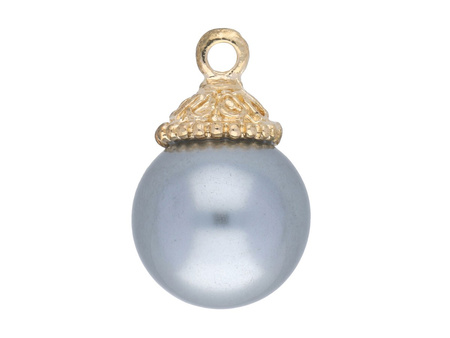 Perła / zawieszka charms / 18x12x12mm / KC Gold, szary / 2szt