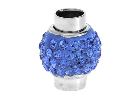 Discoteque™ / zapięcie magnetyczne / 17x14x14mm / srebrny, Montana Blue / otwór 7mm / 1szt