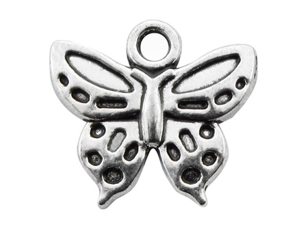 Motyl 14x16mm, zawieszka charms / kolor srebrny / otwór 2.2mm / 4szt
