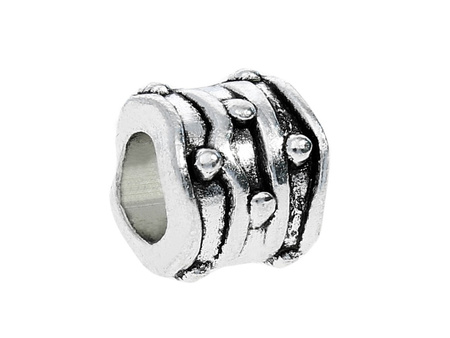 Paski i kropki / przekładka / 7x8mm / kolor srebrny / otwór 4.5mm / 4szt