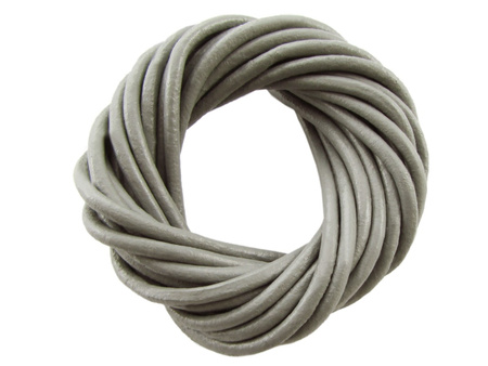 Rzemień naturalny / okrągły / 2mm / kolor szary / 2m