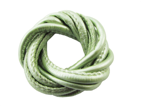 Rzemień ekologiczny / gładki / metaliczny / zielony / 5x7mm / 1m