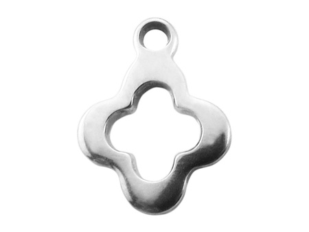 Koniczynka, zawieszka blaszka ze stali nierdzewnej 12x10mm / kolor srebrny / otwór 1.4mm / 1szt