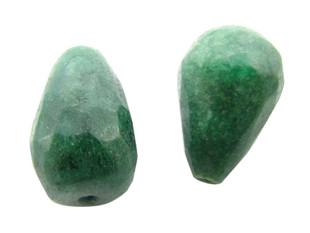 Agat 14x10mm, kropla fasetowana / kolor zielony, szmaragdowy / otwór 1.5mm / 2szt