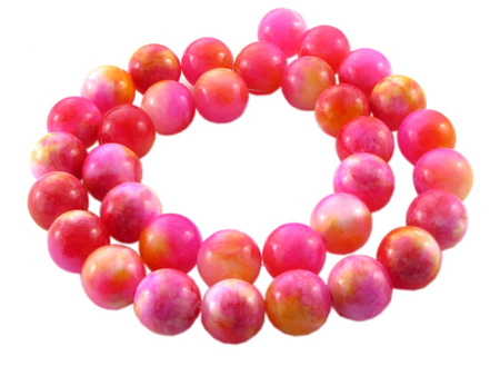 Jadeit / różowo-pomarańczowy / 6mm / otwór 1mm / 68 koralików