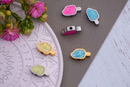 Lody niebieskie/ przekładka / stal chirurgiczna / 12x7mm / złoty / 1szt