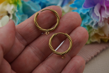 Bigle koła skręcane z podwieszką / stal chirurgiczna / 20mm / złoty / 2szt