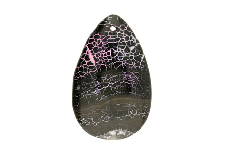Agat / zawieszka / kropla / 48x31x6mm / czarny, różowy / 1szt
