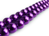 Koraliki szklane perłowe, kula 12mm - kolor fioletowy - sznur 76szt.