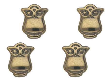 Hematyt, kamień naturalny / sowa / 10x8x2.5mm / Aged Gold / otwór 1mm / 4szt