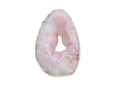 Agat druzy / w okuciu / plaster nieregularny / 58x38x17mm / ciemny różowy / 1szt