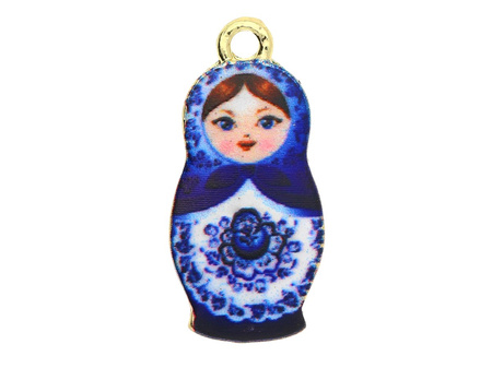 Matrioszka SweetCharm™ / zawieszka charms / 22x10.5x1.5mm / KC Gold, granatowy / 2szt