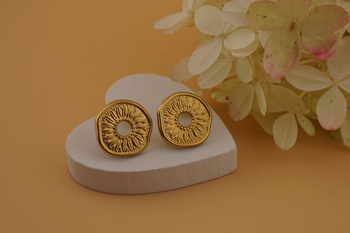 Sztyfty kwiatek / stal chirurgiczna / 16mm / złoty / 2szt