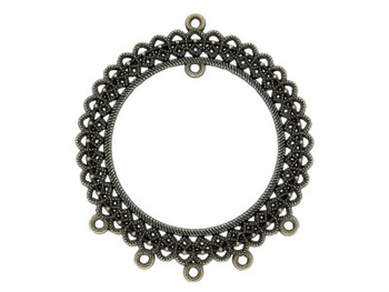 Rozeta / baza naszyjnika / 69x60x1.5mm / antyczny brąz / uchwyty 2mm / 1szt