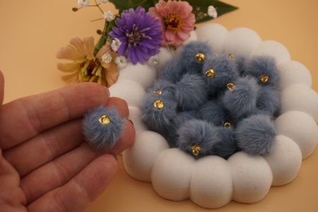 Pomponik / zawieszka / 18mm / denim /1szt