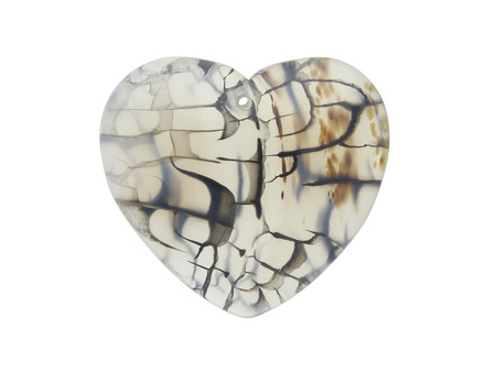 Agat / zawieszka / serce / 36x40x7mm / szary / 1szt