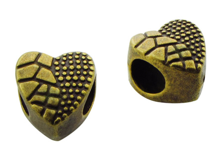 Serce / przekładka / 9x10mm / kolor antyczny brąz / otwór 4mm / 2szt