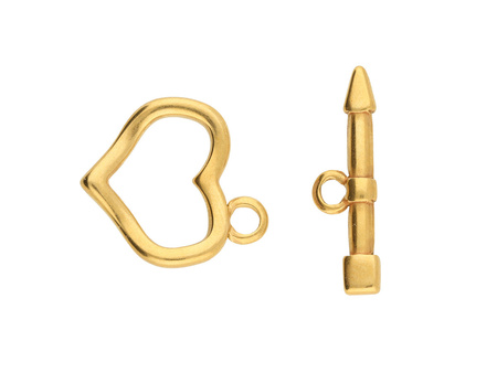 Zapięcie toggle / serce / stal chirurgiczna / 19x18 + 24x7mm / złoty / 1szt