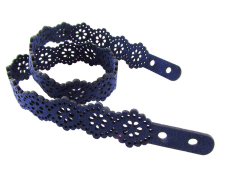 Rzemień ekologiczny KORONKA / zamszowy / płaski / granatowy / 1.5x17mm / długość 40cm