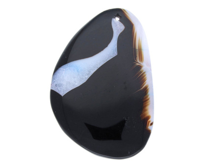 Agat / zawieszka / owal nieregularny / 65x44x10mm / brązowo-biały / 1szt