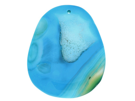 Agat / zawieszka / owal nieregularny / 65x53x10mm / jasny niebieski / 1szt
