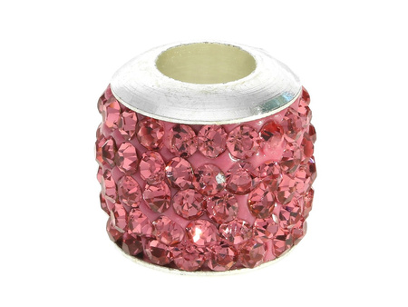 Oponka Discoteque™ / przekładka / 90 cyrkonii / 11x12mm / jasny srebrny, malinowy/ otwór 5mm / 1szt