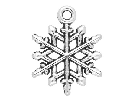 Śnieżynka / zawieszka charms / 20x15.5x1.5mm / srebrny / 4szt