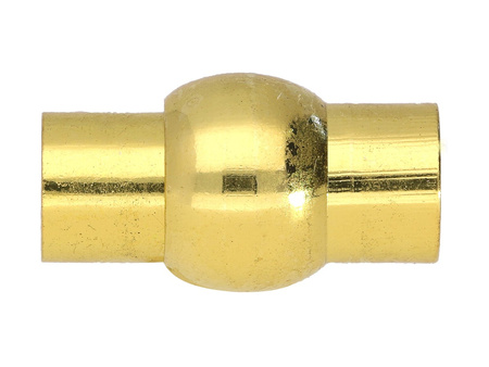 Zapięcie magnetyczne, miedziane / walec z kulką / 19x12mm / kolor złoty / otwór 7.5mm / 1szt