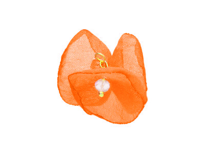 Kwiatek ozdobny / zawieszka / 20mm / organza / pomarańczowy / 1szt