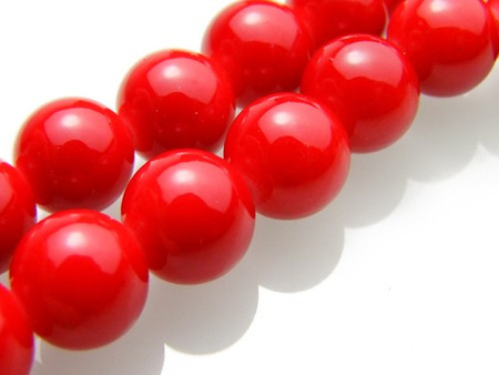 Koraliki szklane powlekane, kula 6mm - kolor czerwony - sznur 140szt.