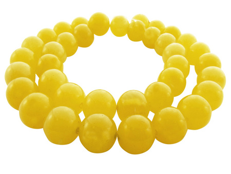 Agat, kula 10mm / żółty, cytrynowy / otwór 1.0mm / 39szt / 1 sznur