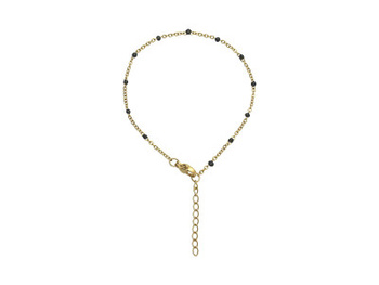 Bransoletka z koralikami / stal chirurgiczna / 2x1mm, dł 18+3cm / czarny, złoty / 1szt