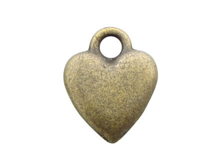 Serce 14x10mm, zawieszka charms / kolor antyczny brąz / otwór 2.5mm / 1szt