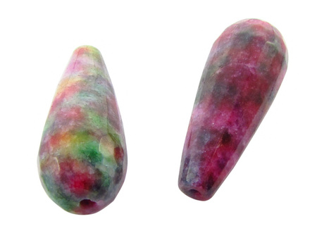 Agat 29x11mm, kropla fasetowana / multikolor / otwór 2mm / 2szt