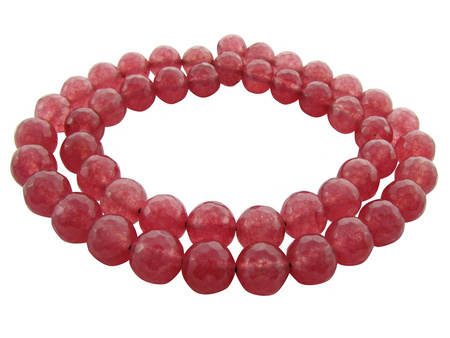 Agat barwiony, kula fasetowana 7-8mm / kolor malinowy / otwór 1.6mm / 45szt / 1 sznur