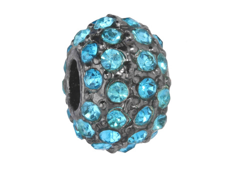 Oponka Glamm™ / przekładka / 37 cyrkonii /  8x12x12mm / kolor czarny, Turquoise / otwór 4.5mm / 1szt