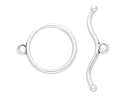 Fala / zapięcie toggle / 29x24mm + 10x42mm / jasny srebrny / uchwyt 2.5mm / 2szt