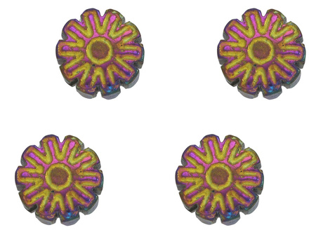 Hematyt, kamień naturalny / śnieżynka / 6.5x6.5x3.5mm / Opalescent / otwór 1mm / 6szt