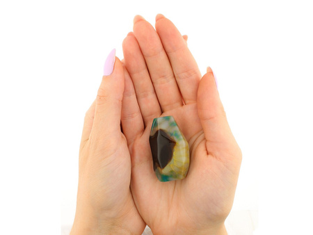 Agat / do oprawy / szlifowany / 45x21-26mm / brązowo-kremowo-zielony / 1szt